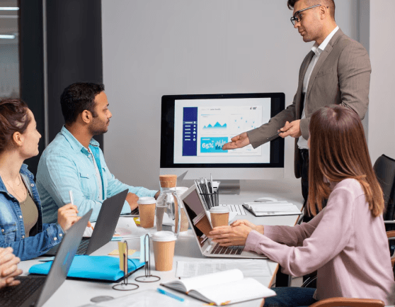 Enterprise specialists reviewing service performance
